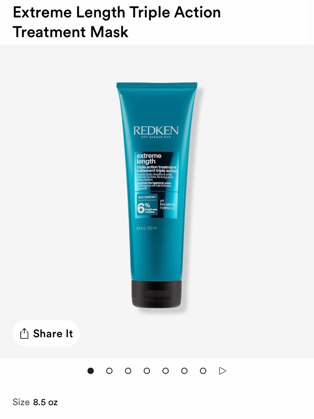Redken Extreme Length Triple Action Treatment Mask - Teal Blue Tube